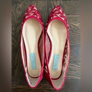 Betsey Johnson Blue Leah Flat in Red 6.5